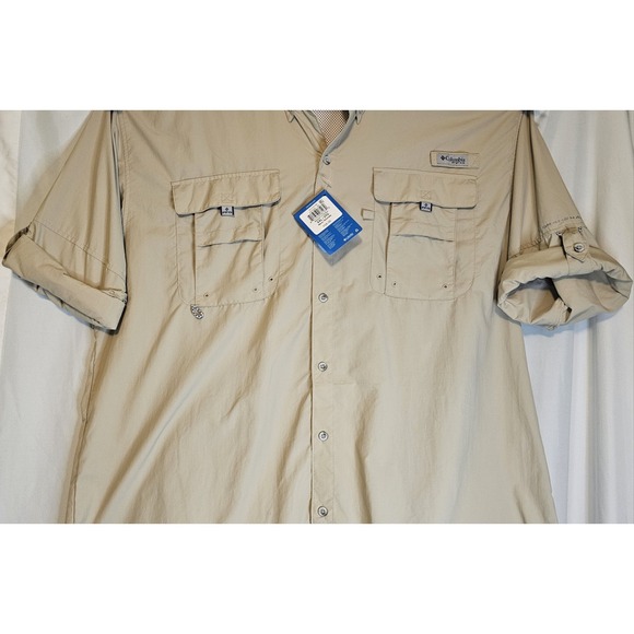 NWT Columbia Men's PFG Bahama II L/S Shirt Omnishade 2XL UPF 50 - Picture 2 of 9